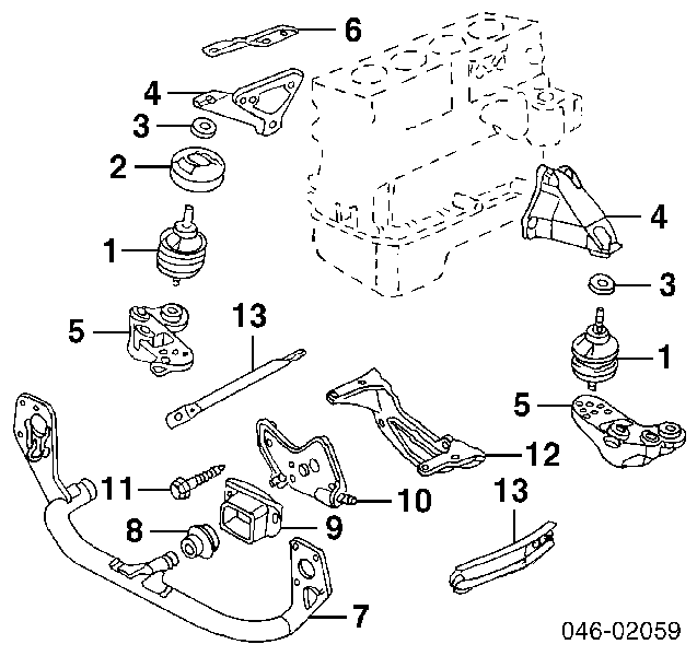 Soporte para taco de motor delantero para Audi A6 (4B, C5)