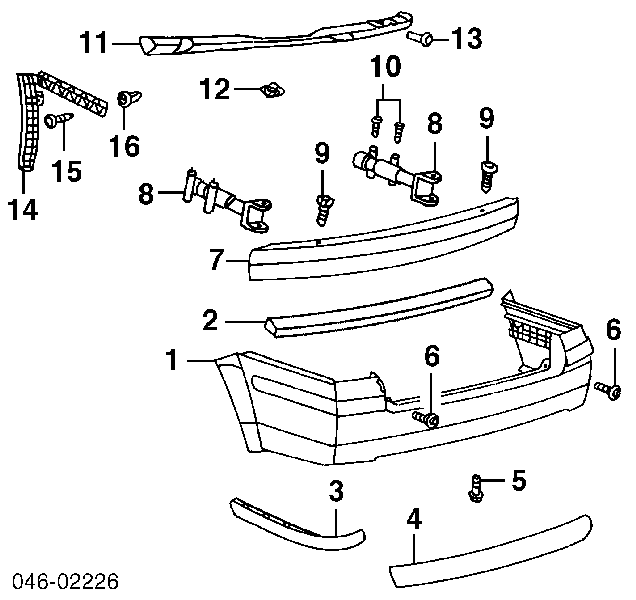 Moldura de parachoques trasero izquierdo para Volkswagen Passat (B5, 3B2)