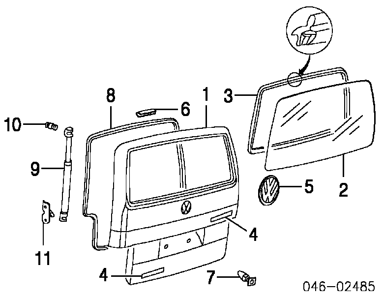 Junta de puerta trasera (en carrocería) para Volkswagen Transporter (70XB, 70XC, 7DB, 7DW)