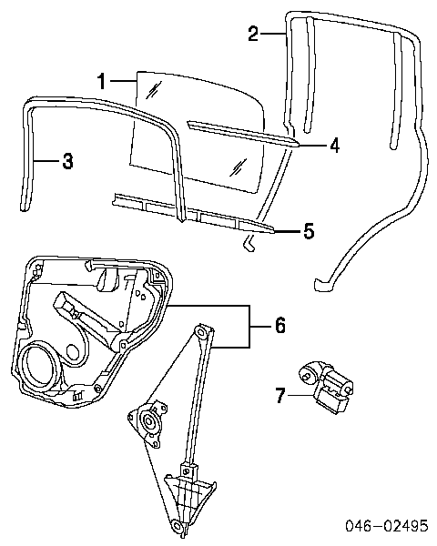 Guía de vidrio para el marco de la puerta trasera derecha para Volkswagen Passat (B5, 3B5)