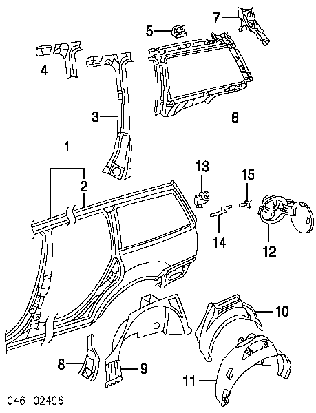 Guardabarros trasero izquierdo para Volkswagen Passat (B5, 3B5)