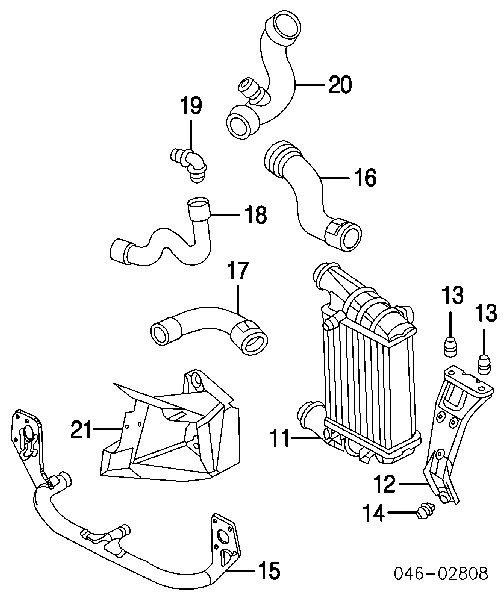 Manguera Tuberia De Radiador (gases de escape) para Audi 100 (44, 44Q, C3)