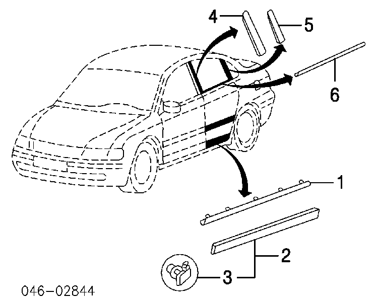 Revestimiento inferior de la puerta trasera derecha para Volkswagen Passat (B5, 3B3)