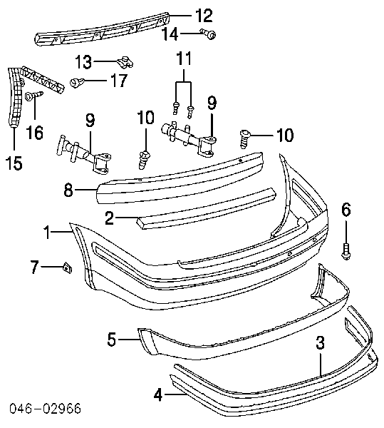 Soporte de paragolpes trasero izquierdo para Volkswagen Passat (B5, 3B3)