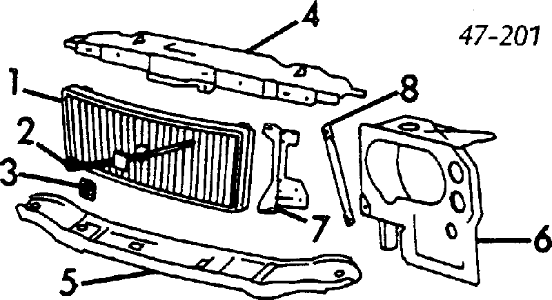 Soporte de radiador inferior (panel de montaje para foco) 1316451 Volvo