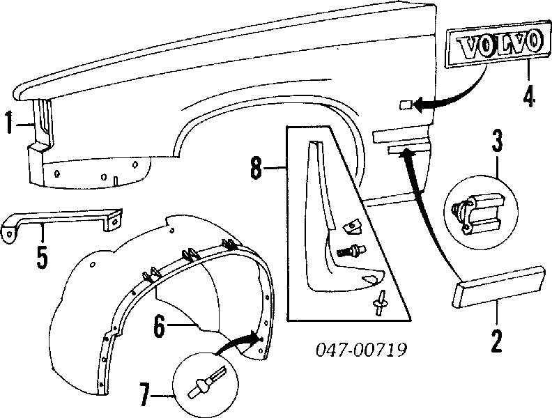 1372688 Volvo guardabarros interior, aleta delantera, derecho