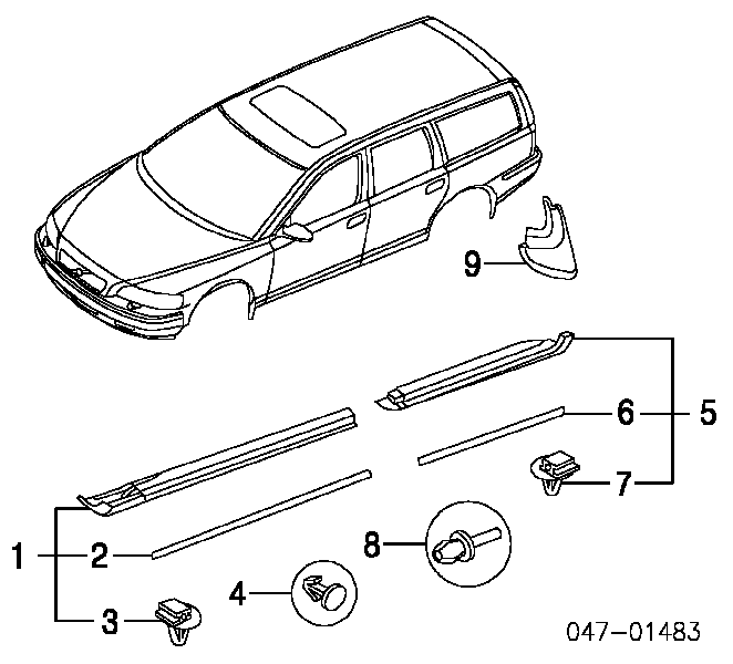 Listón de acceso exterior delantero izquierdo 9178759 Volvo