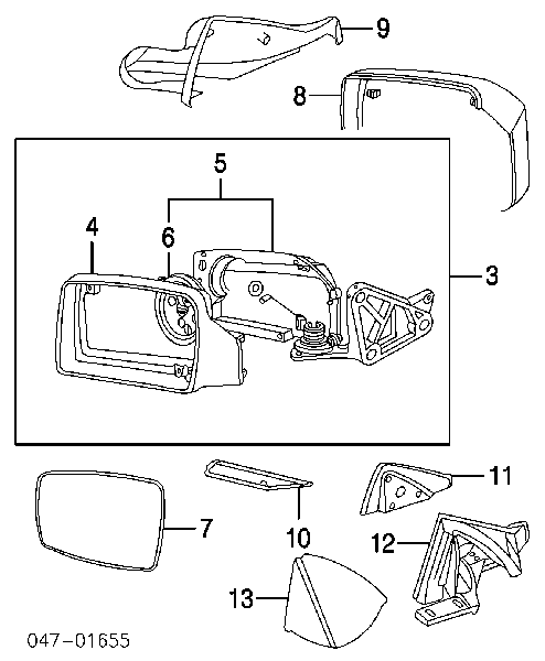 91713107 Volvo cristal de espejo retrovisor exterior derecho