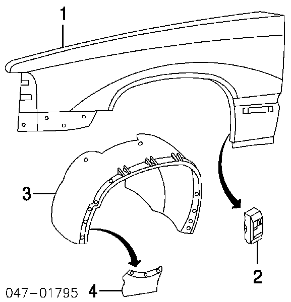 91526848 Volvo guardabarros interior, aleta delantera, derecho