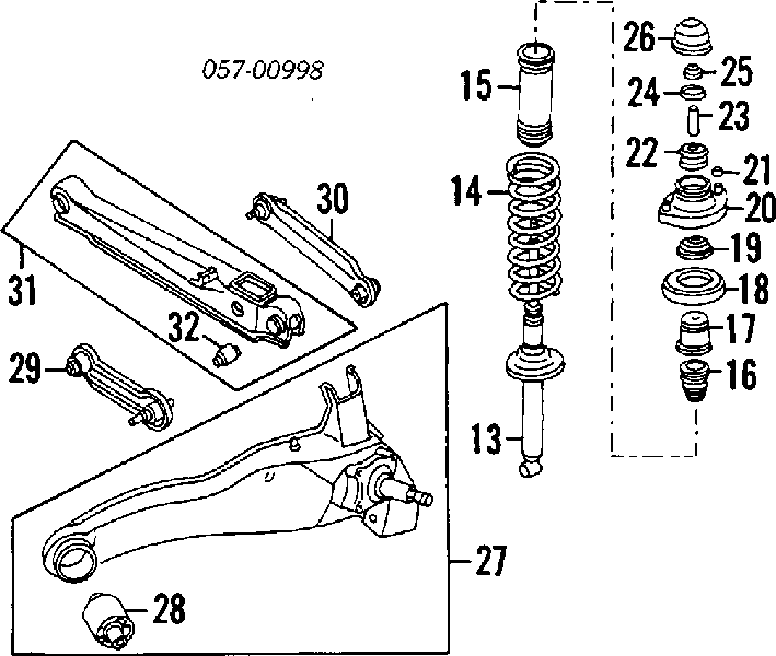 Brazo suspension (control) trasero inferior izquierdo MB809232 Mitsubishi