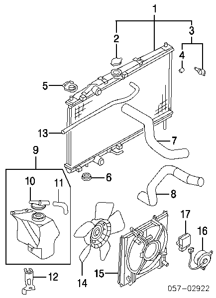 Soporte de montaje, radiador, superior para Mitsubishi Lancer (CSA)