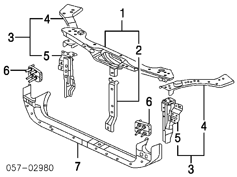 MR981564 Mitsubishi soporte de radiador inferior (panel de montaje para foco)