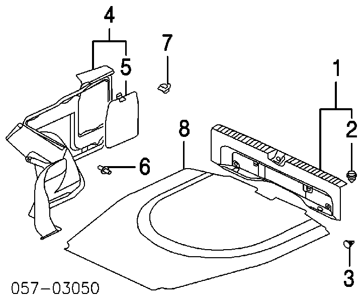 MR572500 Chrysler clip de tapicería de tapa de maletero
