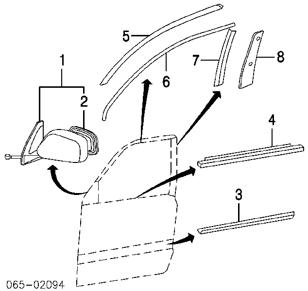 Moldura de la puerta delantera izquierda 7573248030C0 Toyota/Lexus