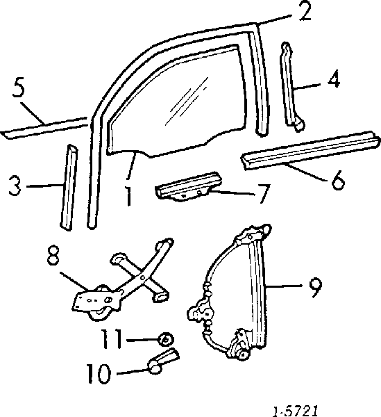Mecanismo de elevalunas, puerta delantera derecha para Opel Kadett (43B)