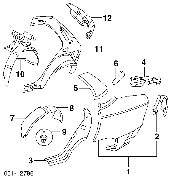 1104880 Opel clips de fijación de pasaruedas de aleta delantera