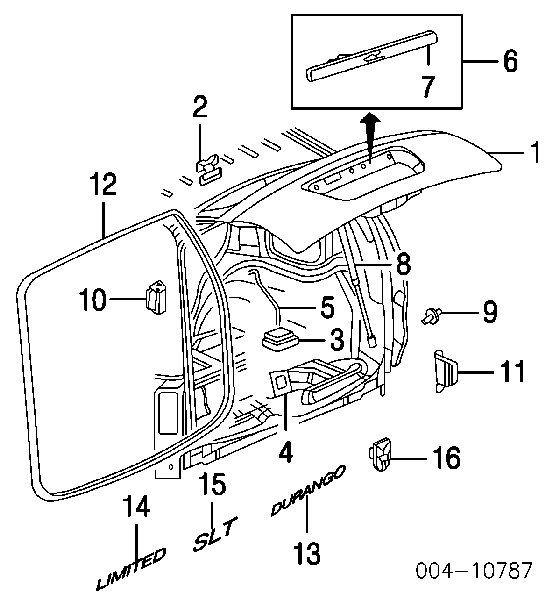 55257015AF Chrysler bisagra de puerta de maletero