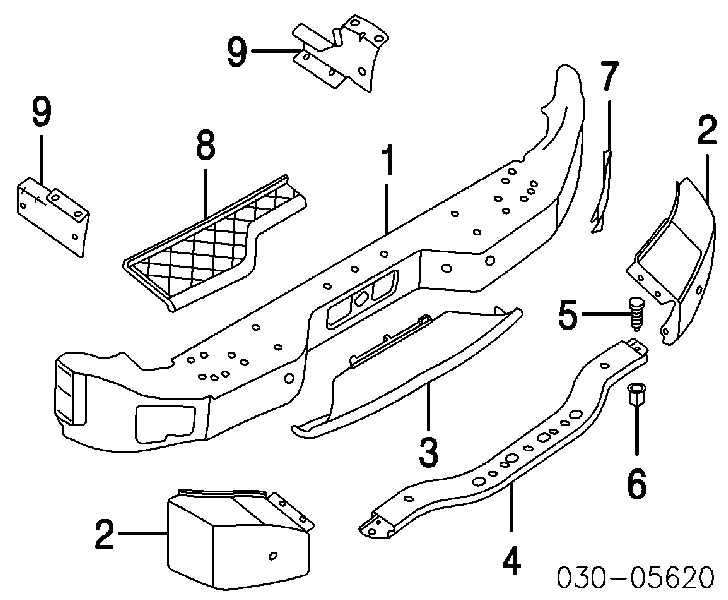 Paragolpes trasero, parte derecha para Nissan Armada (TA60)