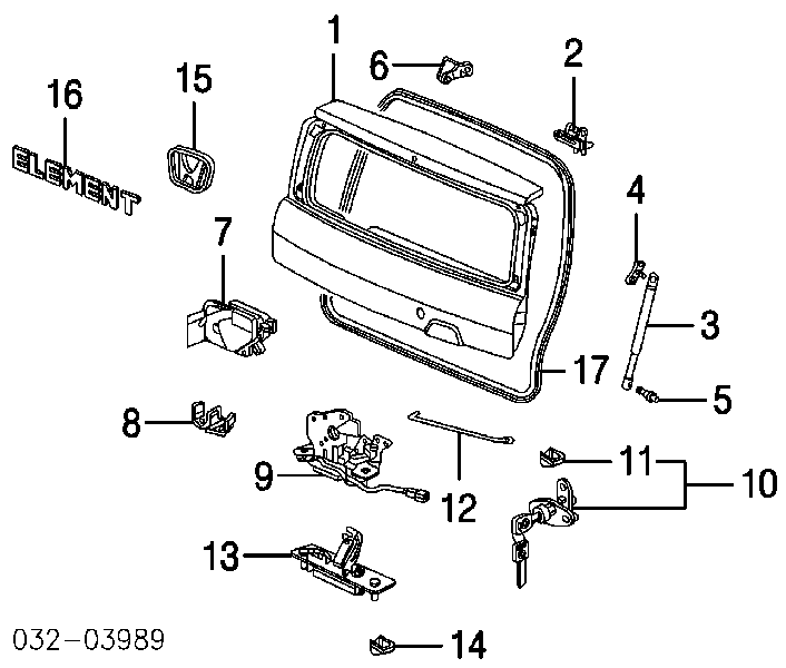 68210S7A000ZZ Honda bisagra de puerta de maletero