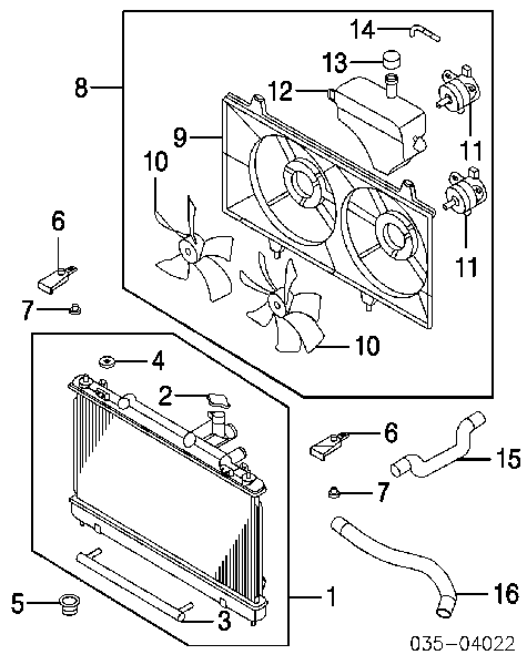 Soporte de radiador superior derecho para Mazda 6 (GG)
