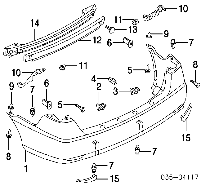 Clips de fijación de parachoques trasero para Mazda 6 (GG)