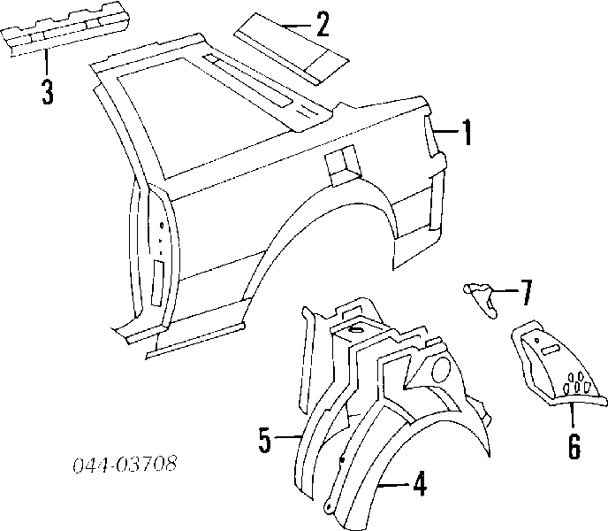 6163120180 Toyota Arco de guardabarros trasero derecho