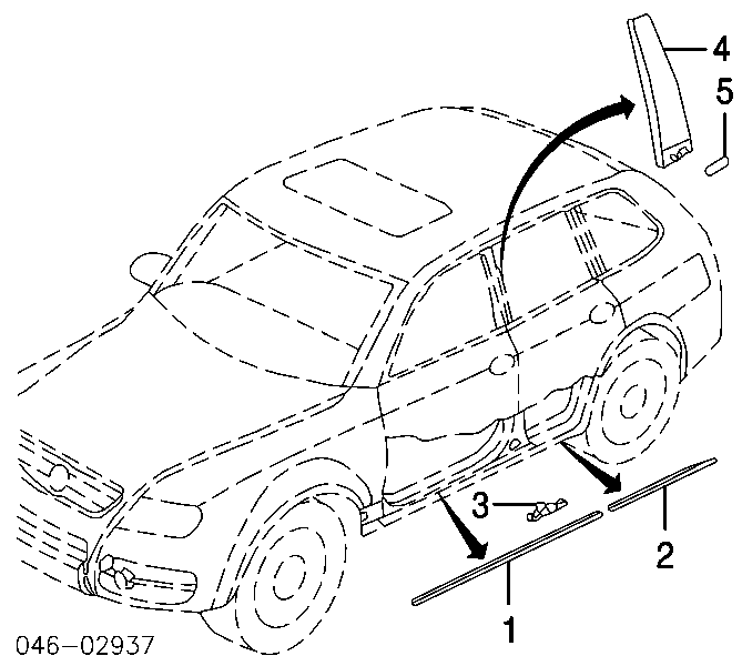 Clip, Tubuladura de sujeción, alféizar de la puerta 95555954700 Porsche