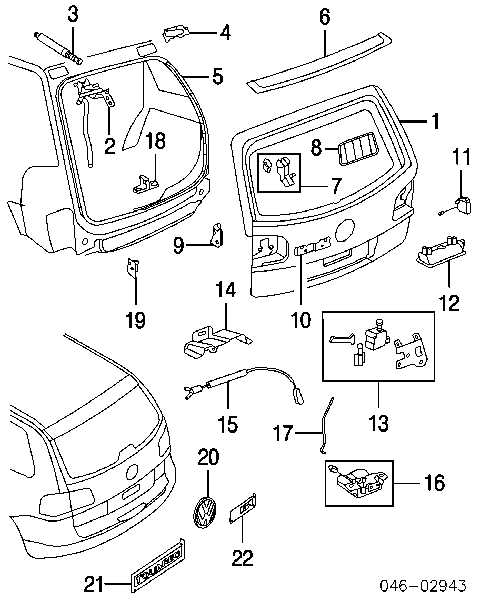 Cerradura de vidrio del maletero para Volkswagen Touareg (7LA)