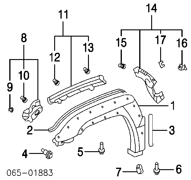 9046708196 Toyota pistón (clip de la extensión del arco del ala)