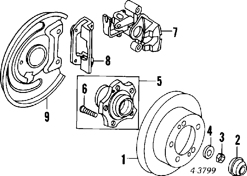 Cubo de rueda, Eje trasero para Mitsubishi Eclipse (D22A, D27A)