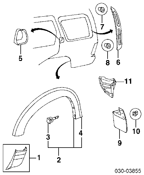 Ensanchamiento, guardabarros trasero izquierdo para Nissan Pathfinder (R50)