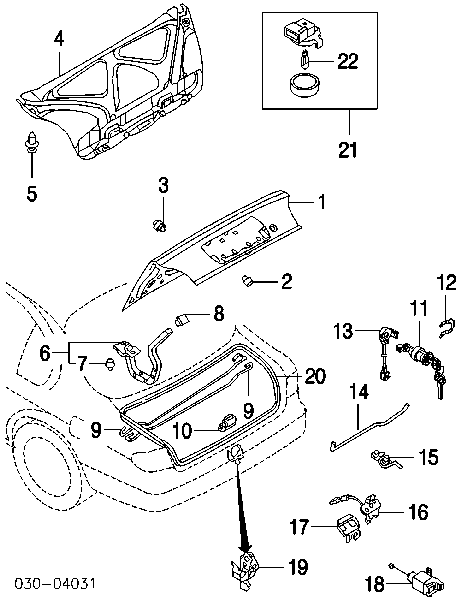 Cerradura de puerta de maletero 8463059C02 Nissan