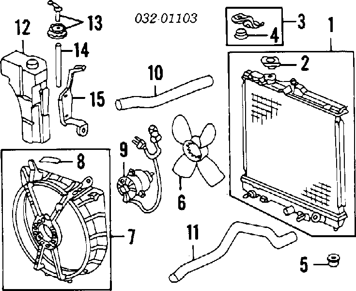 Rodete ventilador, refrigeración de motor para Honda Civic (EJ9, EK3/4)