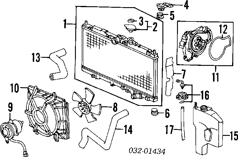 Difusor de radiador, ventilador de refrigeración, condensador del aire acondicionado, completo con motor y rodete para Honda Accord (CE, CF)