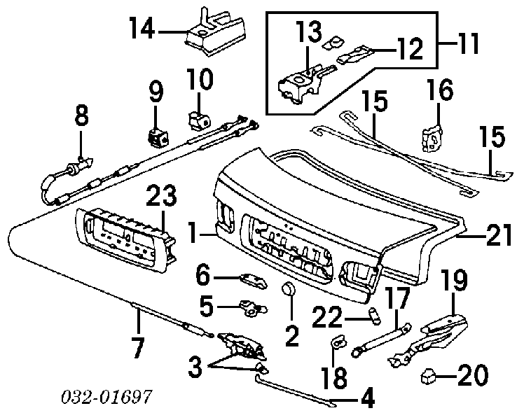 Muelle neumático, maletero/compartimento de carga MEYLE-ORIGINAL Quality  HONDA CIVIC V Hatchback (EG) (10/1991-11/1995)