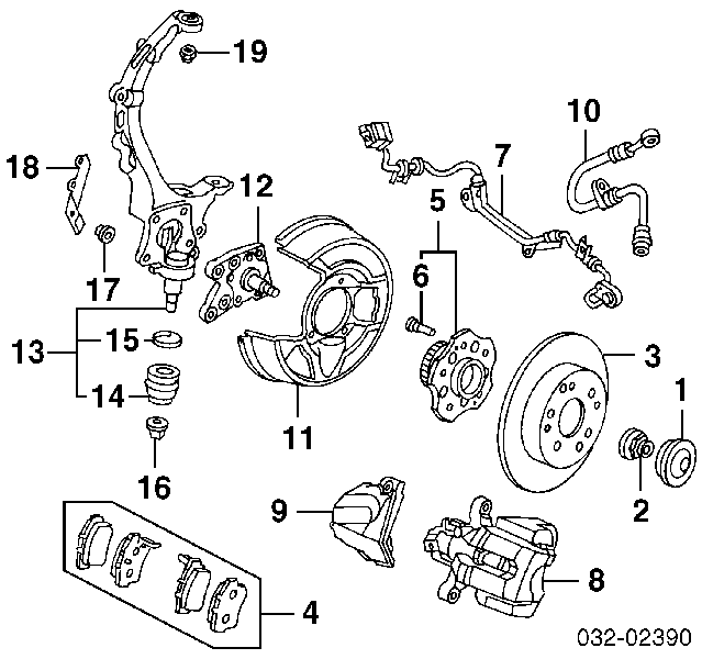 Tuerca, Rótula de suspensión delantera para Honda Accord (CC7)