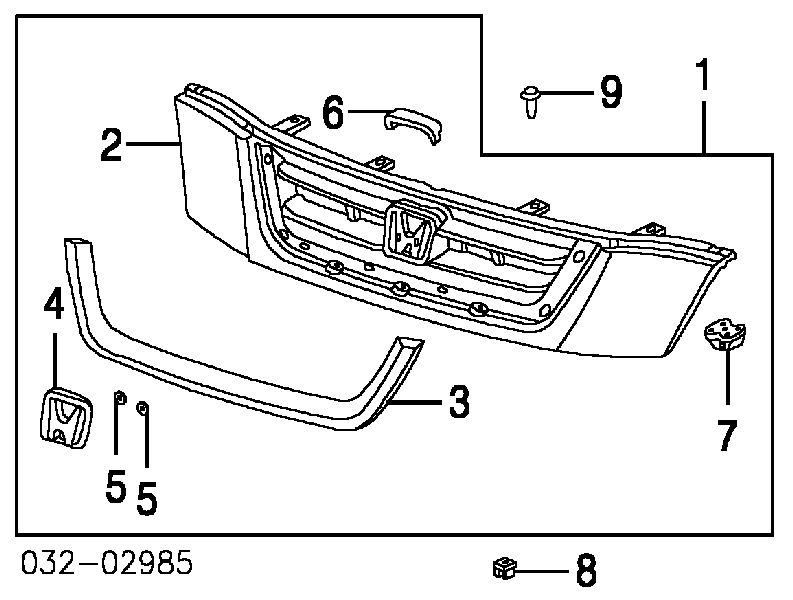 Moldura de rejilla de radiador inferior para Honda CR-V (RD)