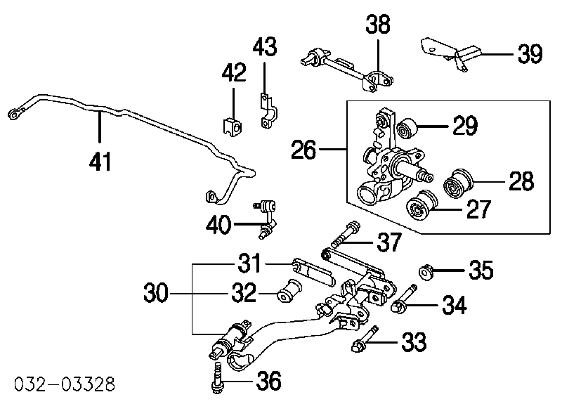 Perno de fijación, brazo oscilante trasero inferior para Honda CR-V (RD)