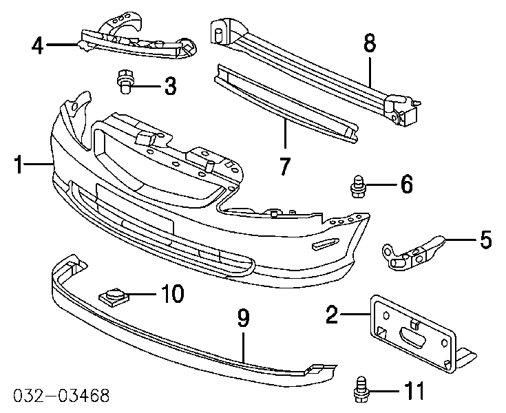 71193S6A000 Honda Soporte de parachoques delantero derecho