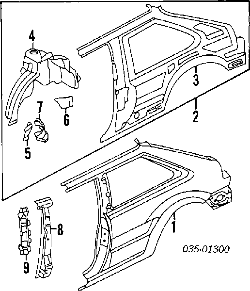 Guardabarros trasero izquierdo para Mazda 323 (BG)