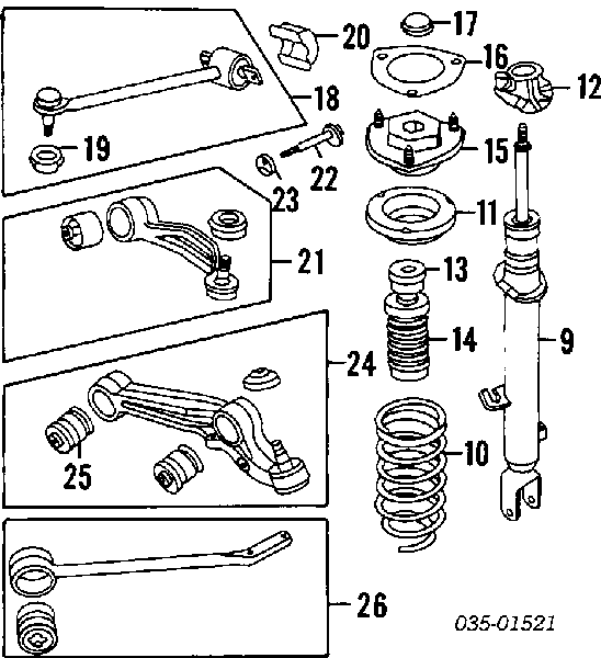Barra oscilante, suspensión de ruedas delantera, inferior izquierda H38034350A Mazda