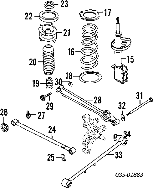 Perno de fijación, brazo oscilante Inferior Trasero,Interior para Mazda 626 (GE)