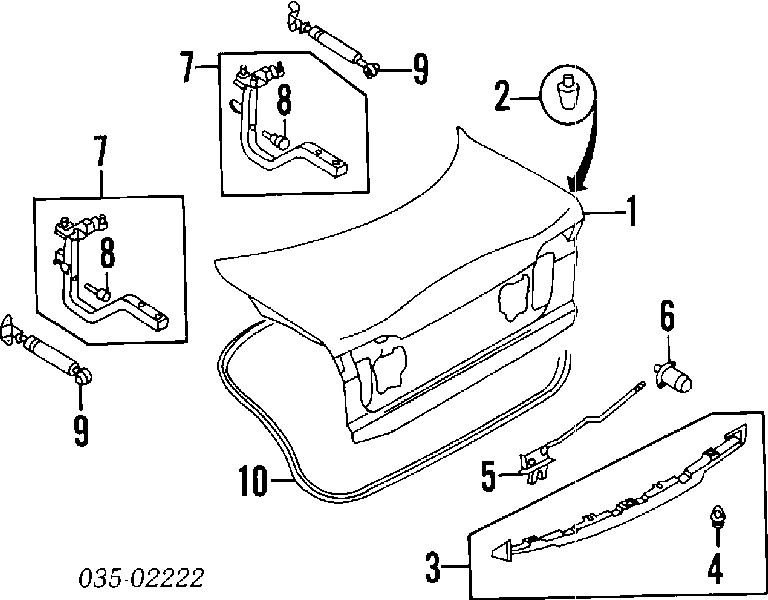 Goma de contorno del maletero para Mazda Xedos (TA)