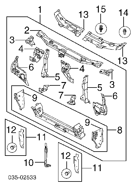 Soporte de radiador superior (panel de montaje para foco) para Mazda Millenia 