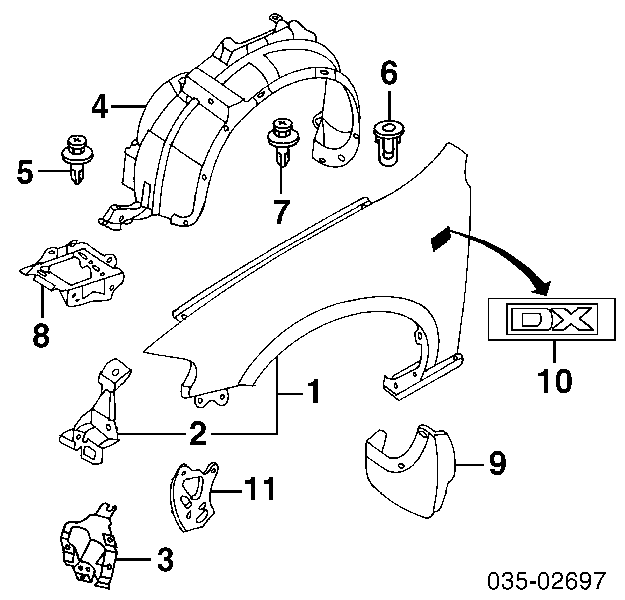 Clips de fijación, faldilla guardabarro para Mazda CX-7 (ER)