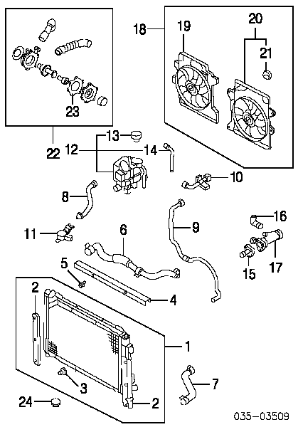 AJ03-15-200 A Mazda radiador