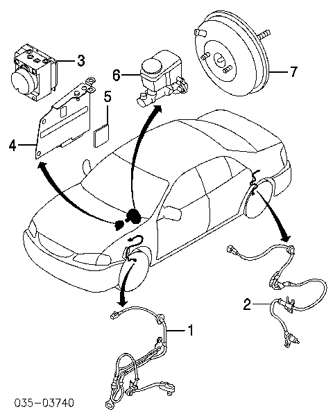 Sensor ABS trasero izquierdo GE7C4372YC Mazda