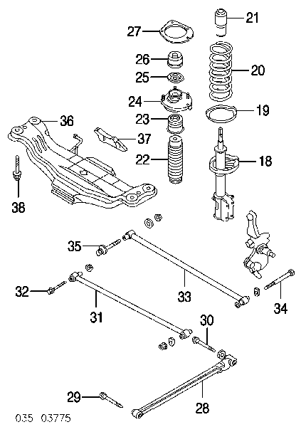 Perno de fijación, brazo oscilante trasero inferior, exterior para Mazda 323 (BJ)