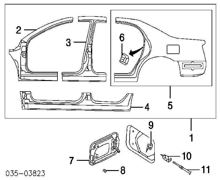Guardabarros trasero izquierdo para Mazda 323 (BJ)
