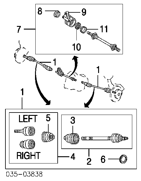 Árbol de transmisión delantero izquierdo para Mazda Premacy (CP)